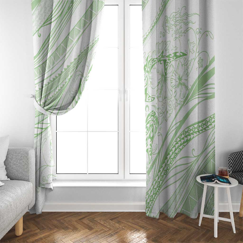 Sharks Couple Dreamy Polynesians Floral Sea Window Curtain Emerald LT7 - Polynesian Pride