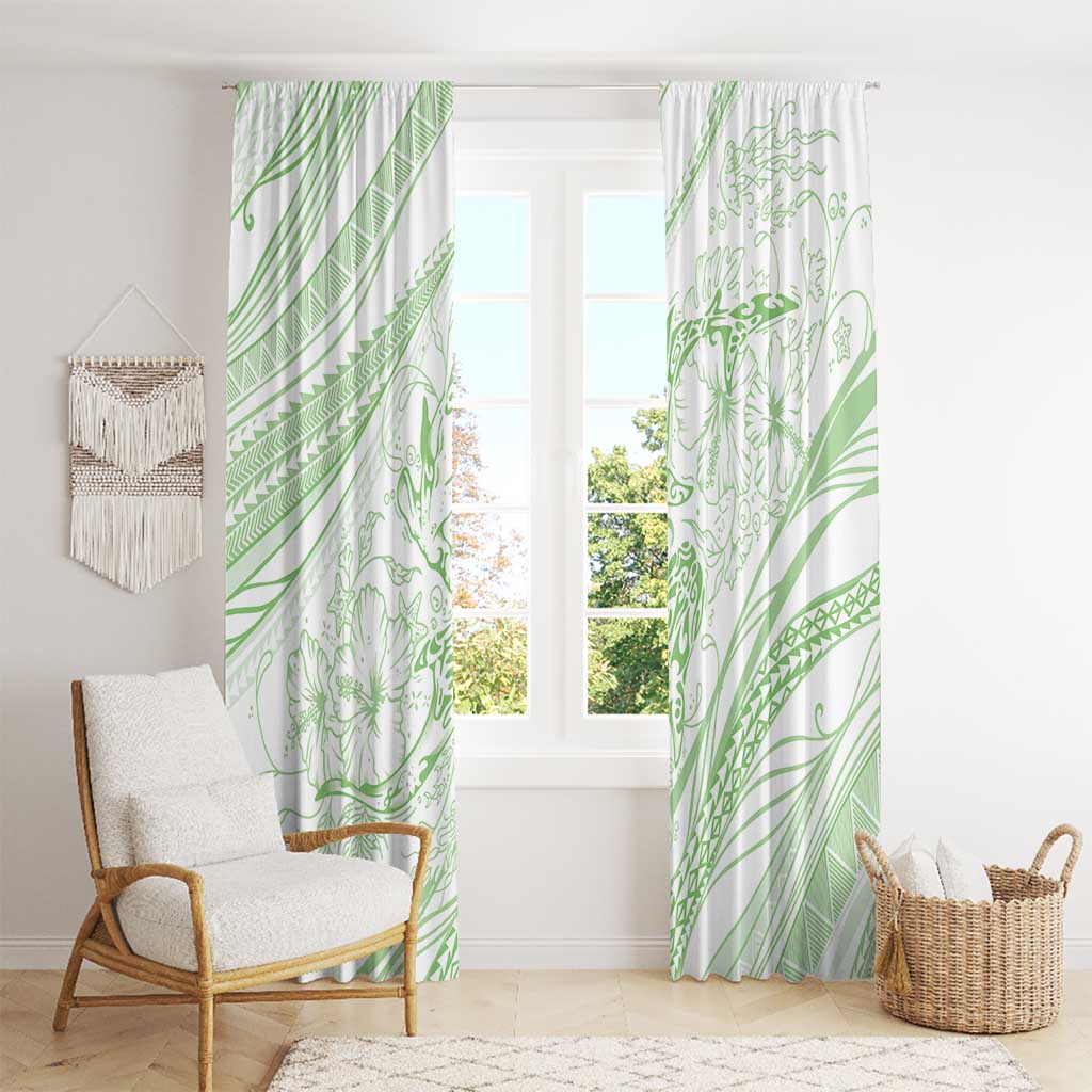Sharks Couple Dreamy Polynesians Floral Sea Window Curtain Emerald LT7 - Polynesian Pride