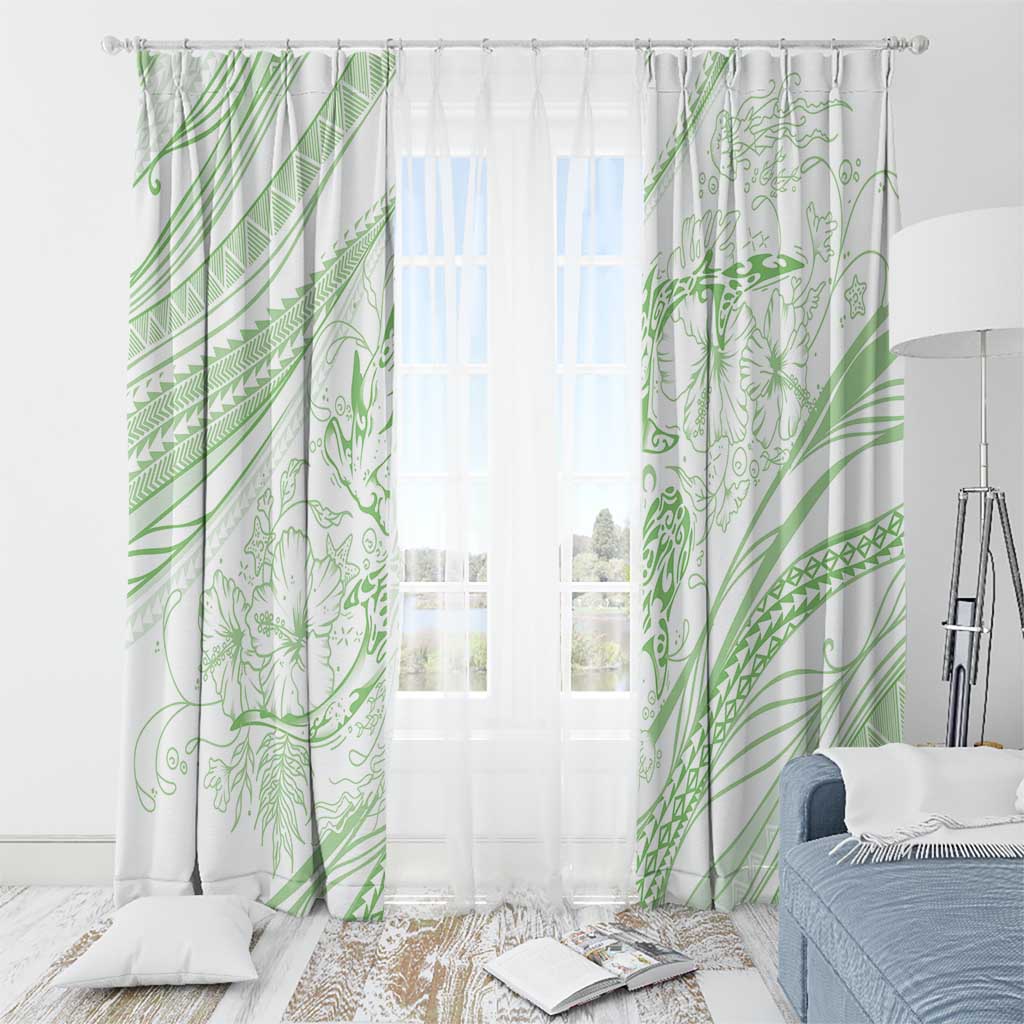 Sharks Couple Dreamy Polynesians Floral Sea Window Curtain Emerald LT7 - Polynesian Pride