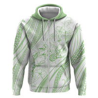 Sharks Couple Dreamy Polynesians Floral Sea Zip Hoodie Emerald LT7 Zip Hoodie Emerald - Polynesian Pride