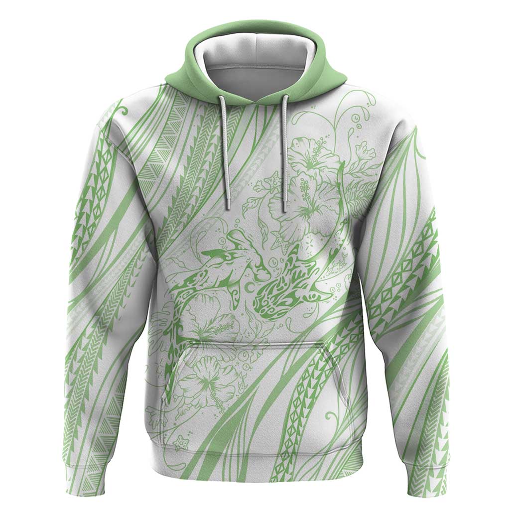 Sharks Couple Dreamy Polynesians Floral Sea Zip Hoodie Emerald LT7 Pullover Hoodie Emerald - Polynesian Pride