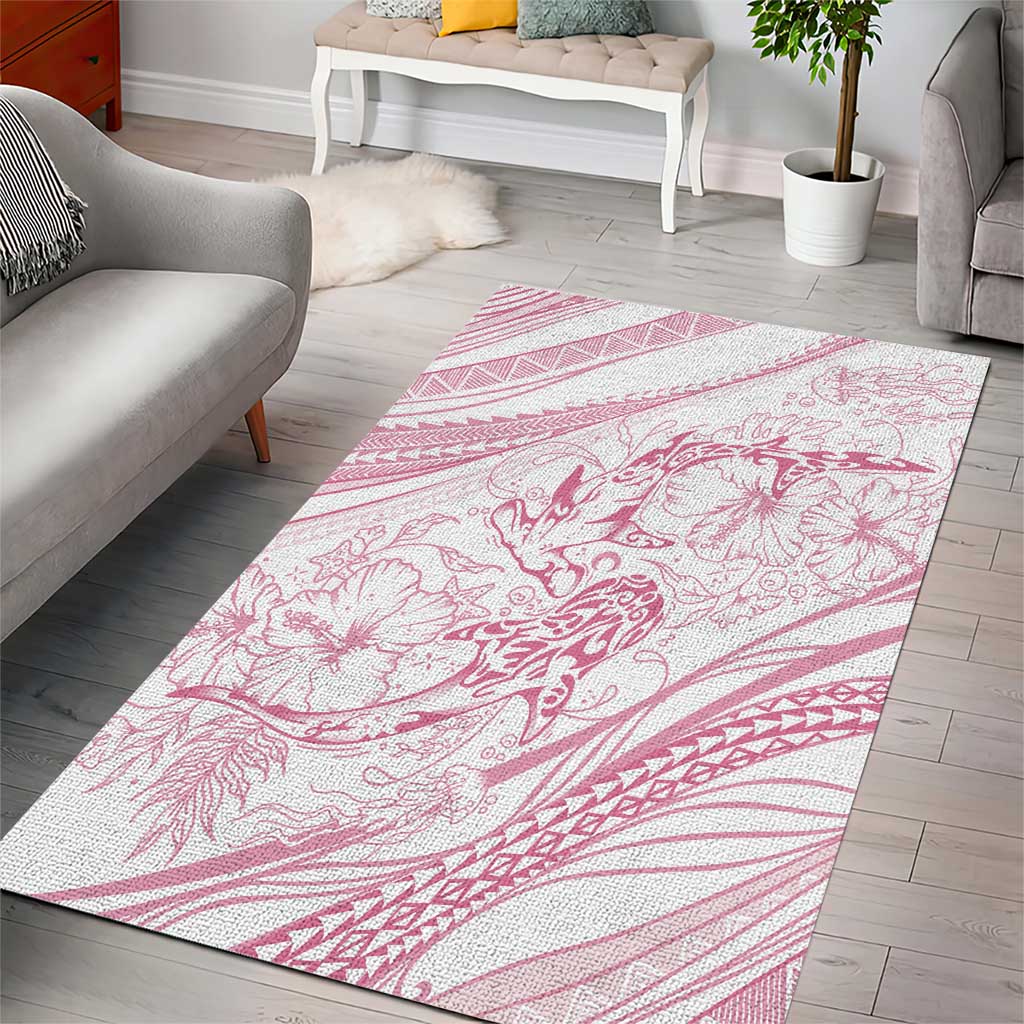 Sharks Couple Dreamy Polynesians Floral Sea Area Rug Pink LT7 - Polynesian Pride