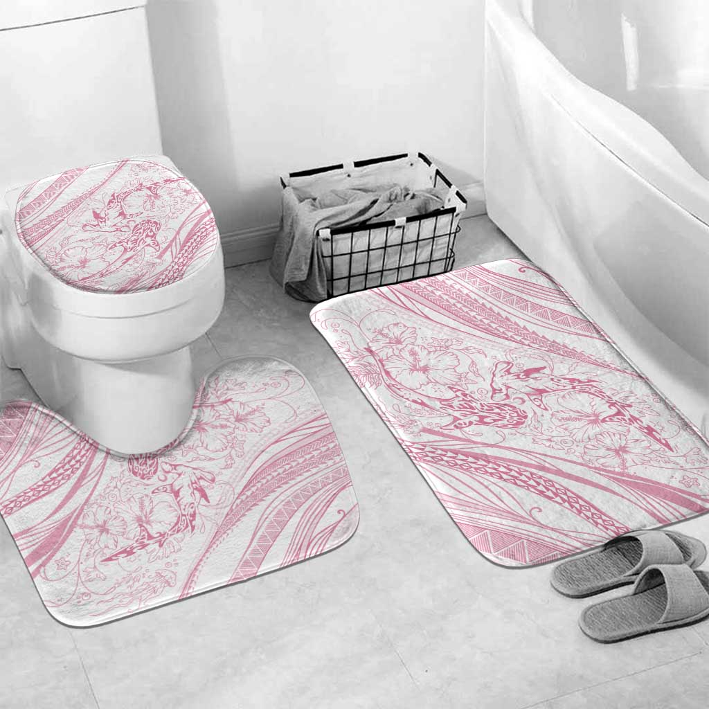 Sharks Couple Dreamy Polynesians Floral Sea Bathroom Set Pink LT7 Mat Set Only (3 pcs) One Size Pink - Polynesian Pride
