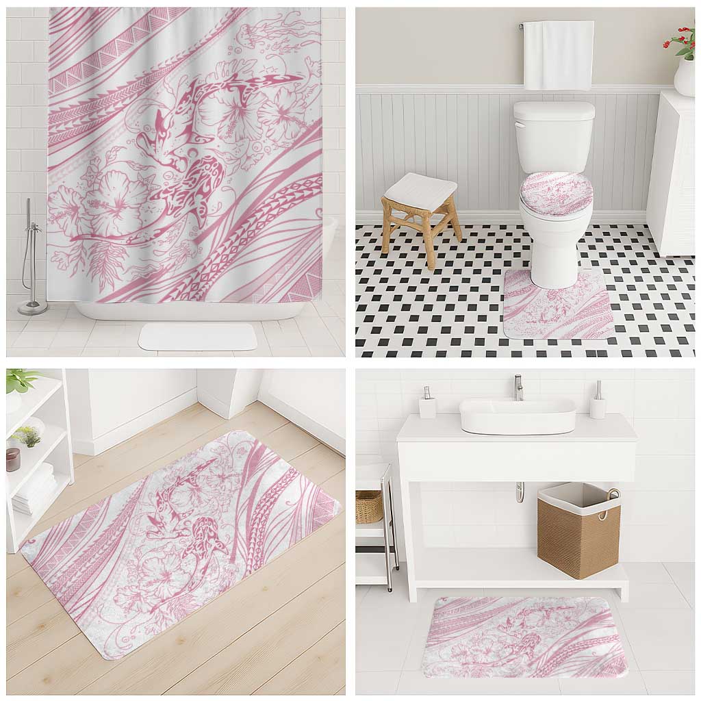 Sharks Couple Dreamy Polynesians Floral Sea Bathroom Set Pink LT7 - Polynesian Pride