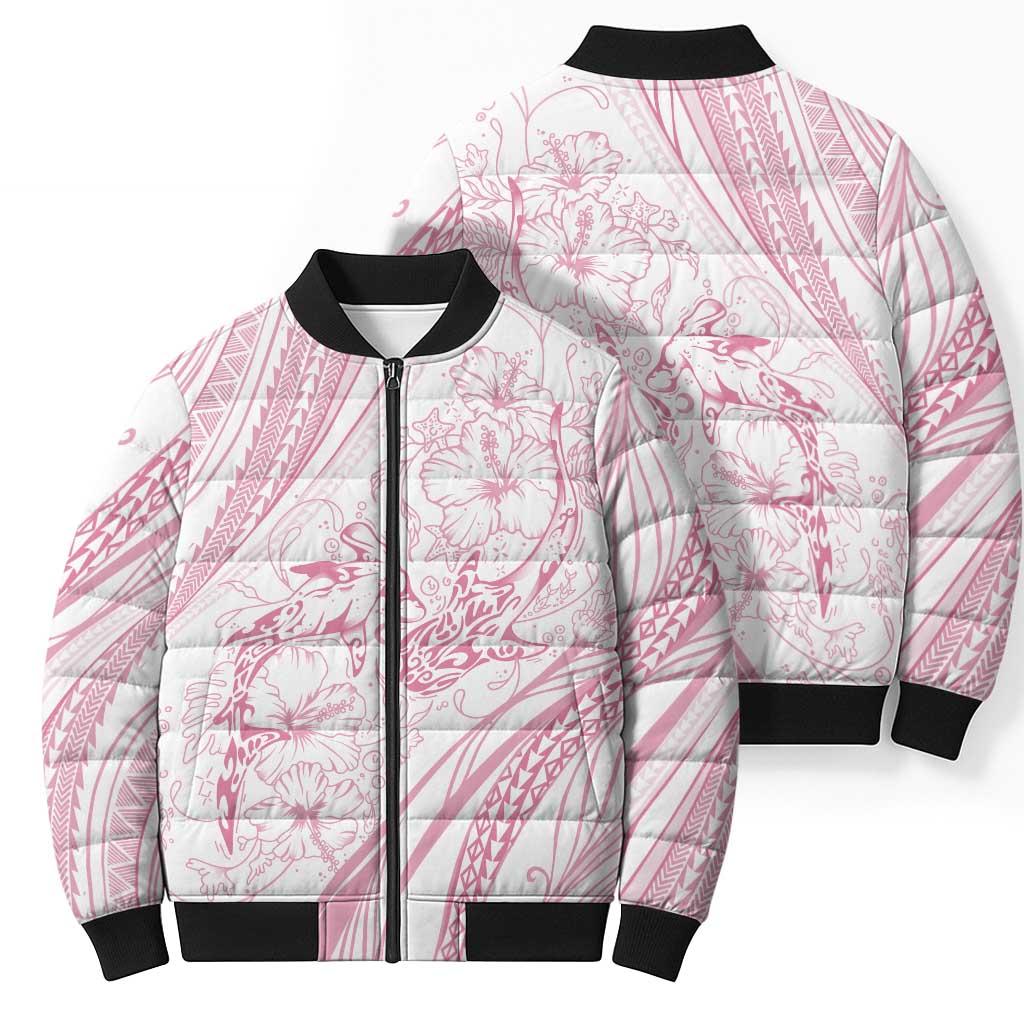 Sharks Couple Dreamy Polynesians Floral Sea Bomber Puffer Jacket Pink LT7 - Polynesian Pride
