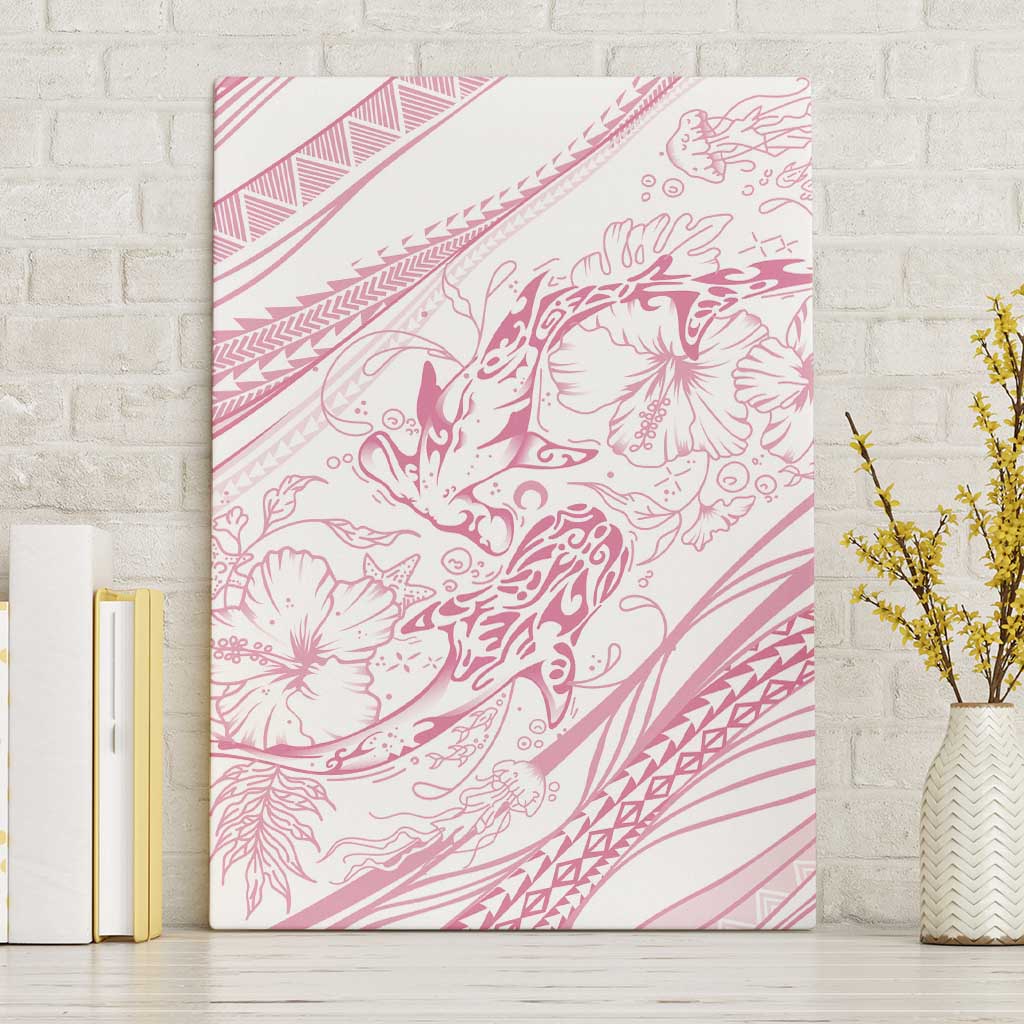Sharks Couple Dreamy Polynesians Floral Sea Canvas Wall Art Pink LT7 Without Frame Pink - Polynesian Pride
