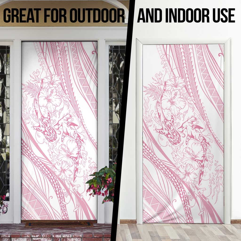 Sharks Couple Dreamy Polynesians Floral Sea Door Cover Pink - Polynesian Pride