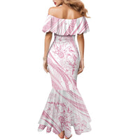 Sharks Couple Dreamy Polynesians Floral Sea Family Matching Mermaid Dress and Hawaiian Shirt Pink - Polynesian Pride