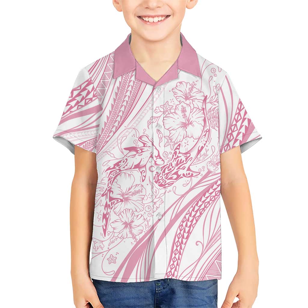 Sharks Couple Dreamy Polynesians Floral Sea Family Matching Mermaid Dress and Hawaiian Shirt Pink - Polynesian Pride