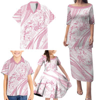 Sharks Couple Dreamy Polynesians Floral Sea Family Matching Puletasi and Hawaiian Shirt Pink - Polynesian Pride