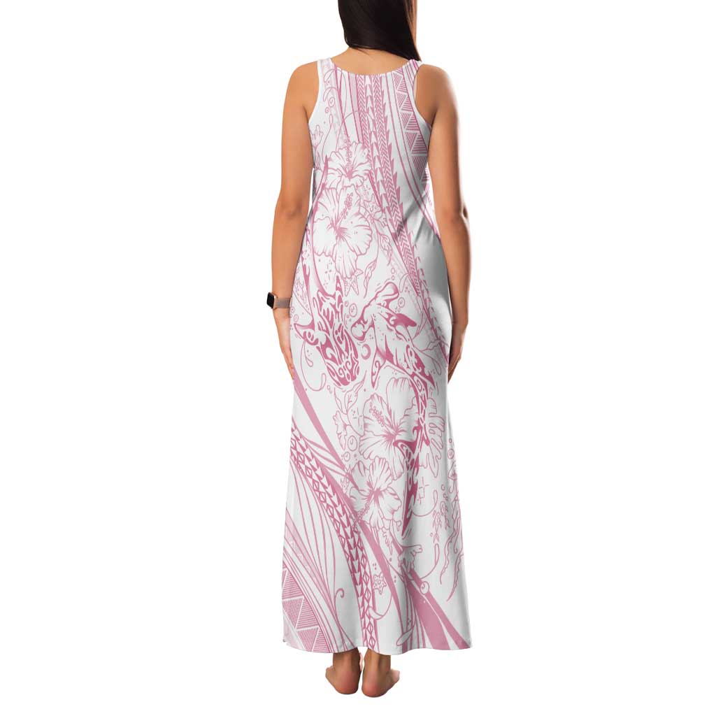 Sharks Couple Dreamy Polynesians Floral Sea Family Matching Tank Maxi Dress and Hawaiian Shirt Pink - Polynesian Pride
