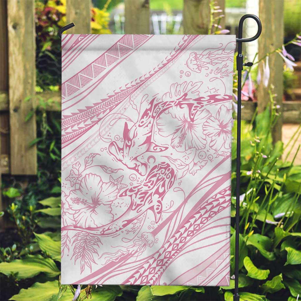 Sharks Couple Dreamy Polynesians Floral Sea Garden Flag Pink - Polynesian Pride