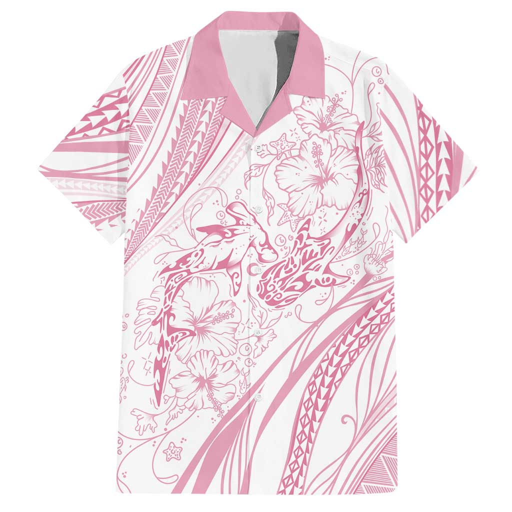 Sharks Couple Dreamy Polynesians Floral Sea Hawaiian Shirt Pink LT7 Pink - Polynesian Pride