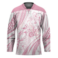 Sharks Couple Dreamy Polynesians Floral Sea Hockey Jersey Pink - Polynesian Pride