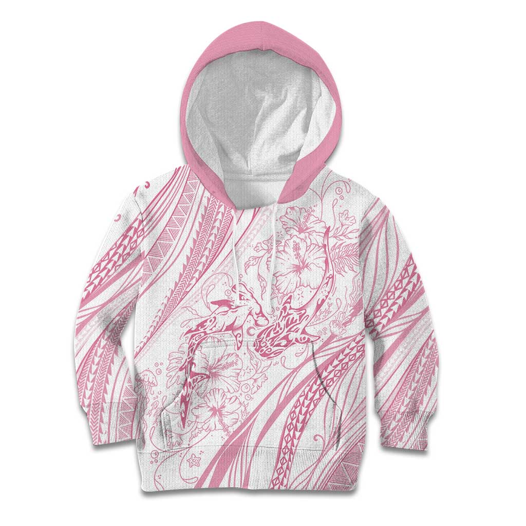 Sharks Couple Dreamy Polynesians Floral Sea Kid Hoodie Pink LT7 Hoodie Pink - Polynesian Pride