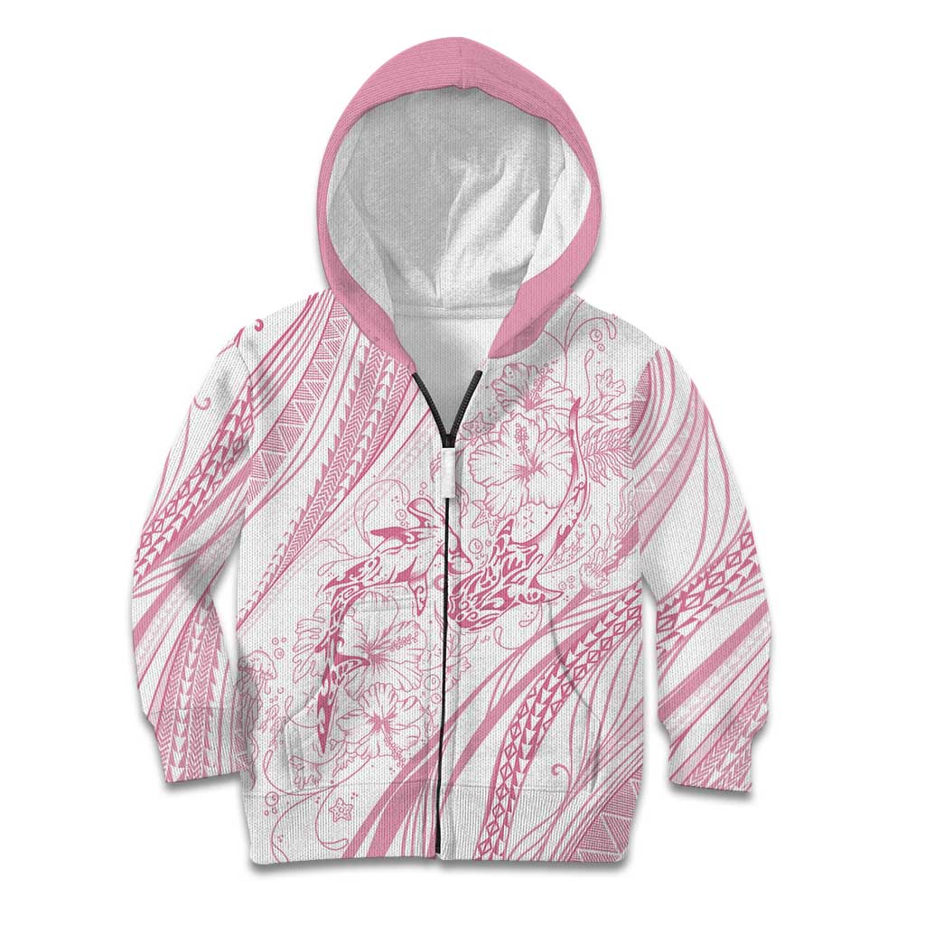 Sharks Couple Dreamy Polynesians Floral Sea Kid Hoodie Pink LT7 Zip Hoodie Pink - Polynesian Pride