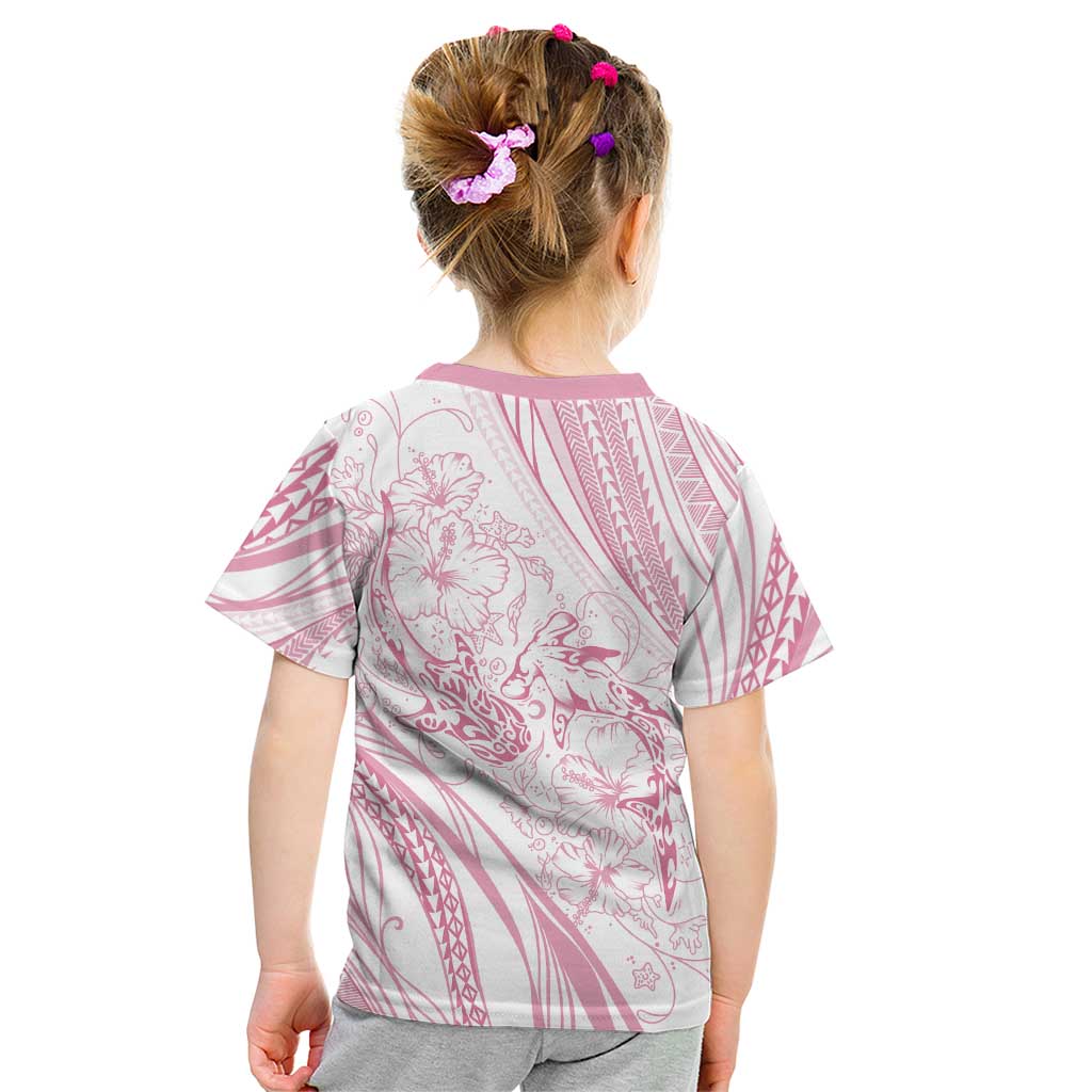 Sharks Couple Dreamy Polynesians Floral Sea Kid T Shirt Pink - Polynesian Pride