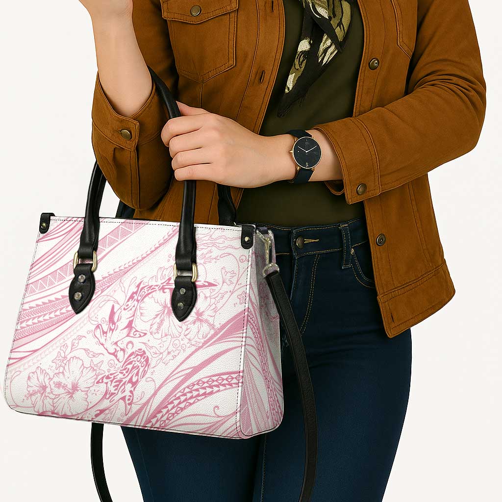 Sharks Couple Dreamy Polynesians Floral Sea Leather Bag Pink - Polynesian Pride