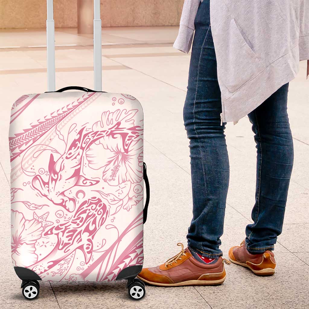 Sharks Couple Dreamy Polynesians Floral Sea Luggage Cover Pink LT7 Pink - Polynesian Pride