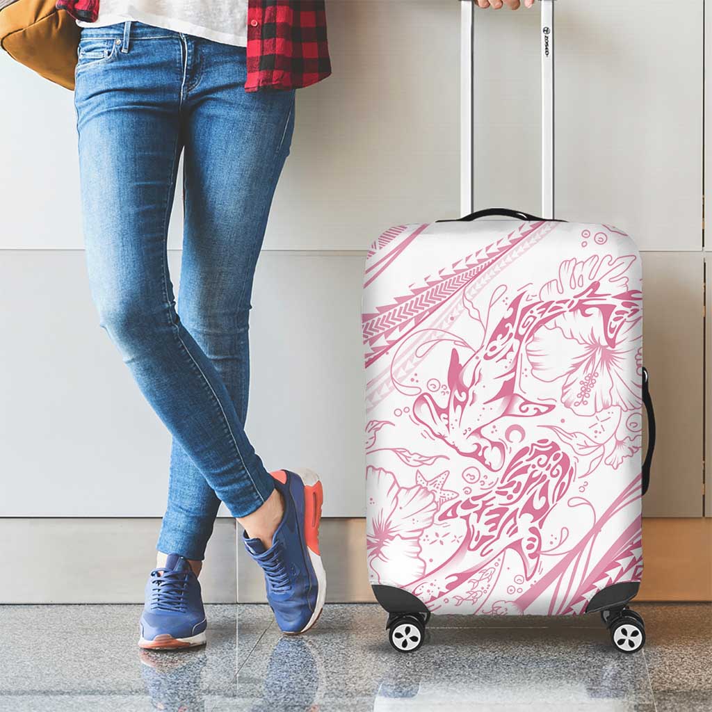 Sharks Couple Dreamy Polynesians Floral Sea Luggage Cover Pink LT7 - Polynesian Pride