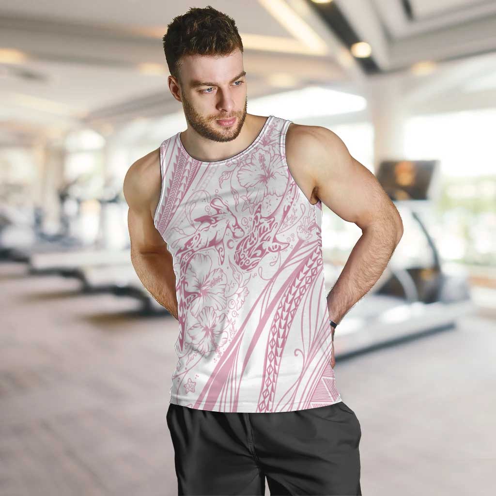Sharks Couple Dreamy Polynesians Floral Sea Men Tank Top Pink - Polynesian Pride