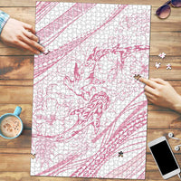 Sharks Couple Dreamy Polynesians Floral Sea Puzzle Pink - Polynesian Pride