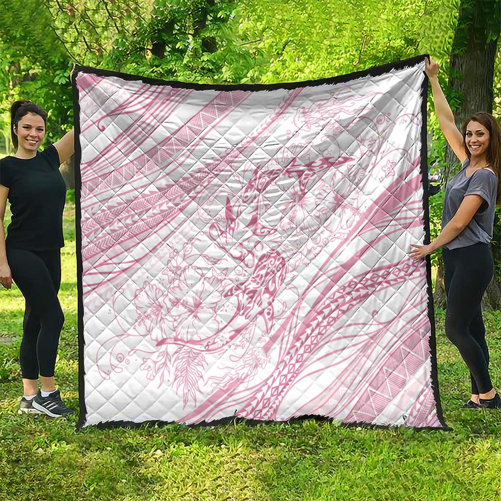 Sharks Couple Dreamy Polynesians Floral Sea Quilt Pink LT7 - Polynesian Pride