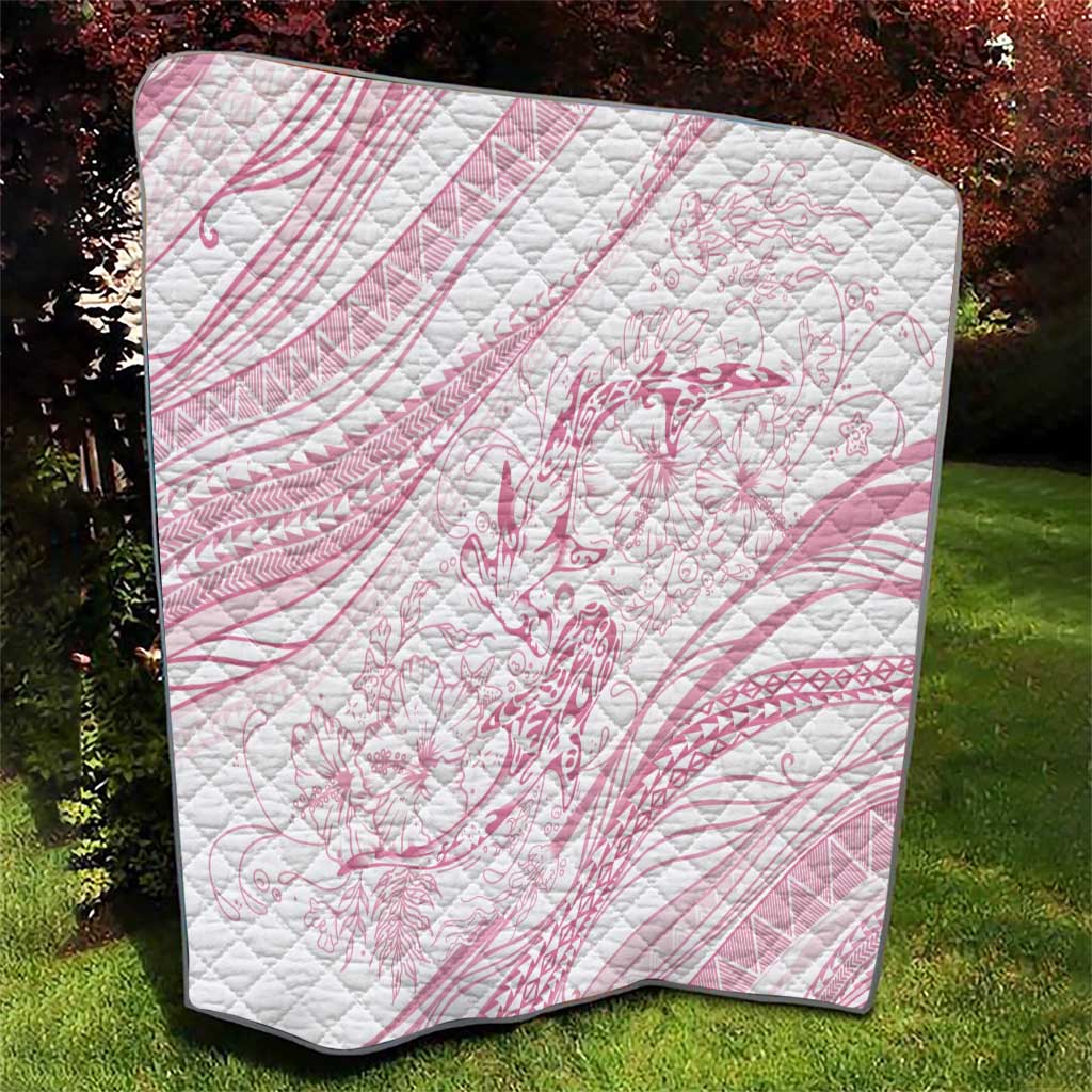 Sharks Couple Dreamy Polynesians Floral Sea Quilt Pink LT7 - Polynesian Pride