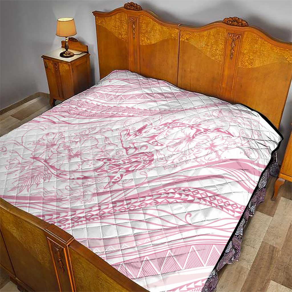 Sharks Couple Dreamy Polynesians Floral Sea Quilt Pink LT7 - Polynesian Pride