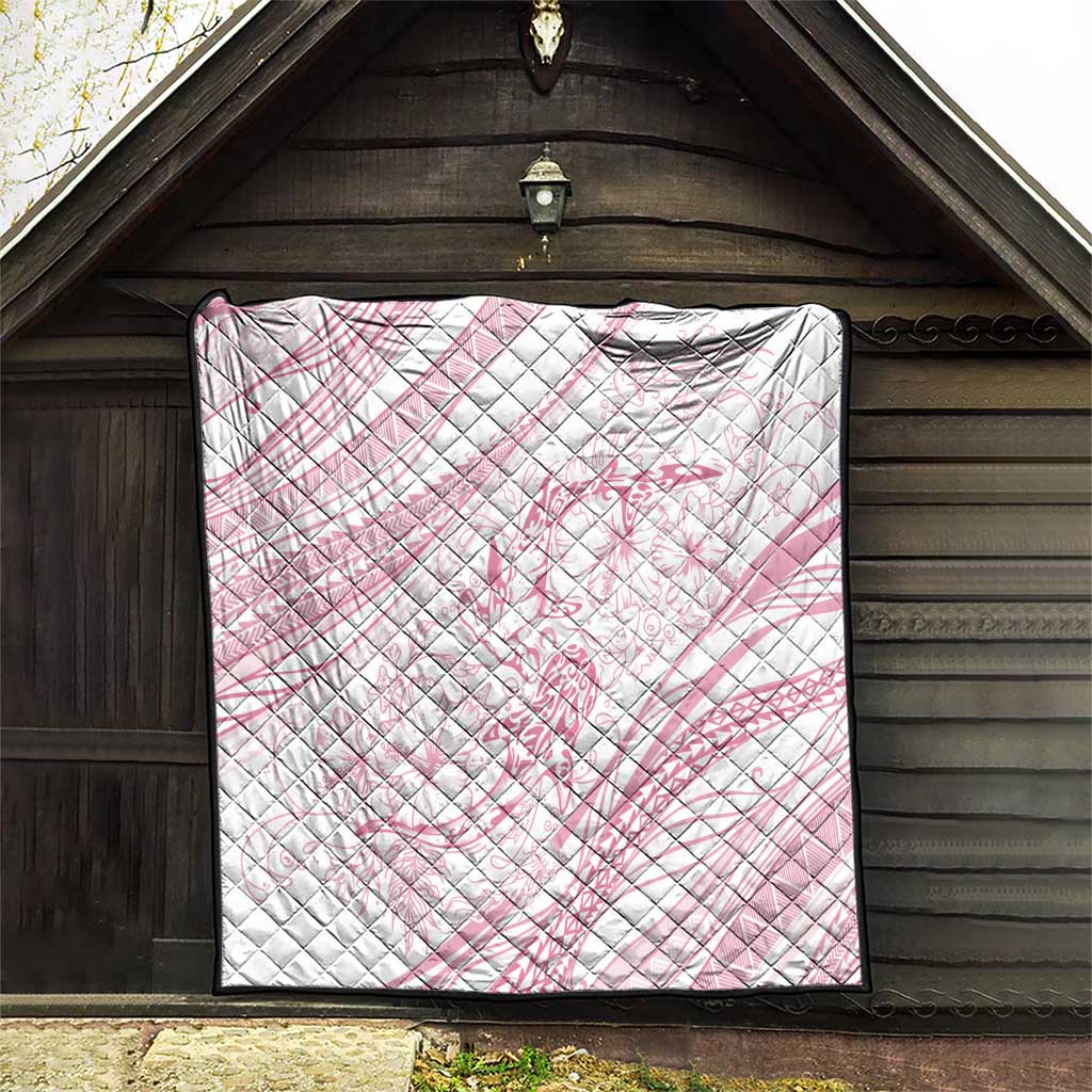 Sharks Couple Dreamy Polynesians Floral Sea Quilt Pink LT7 - Polynesian Pride