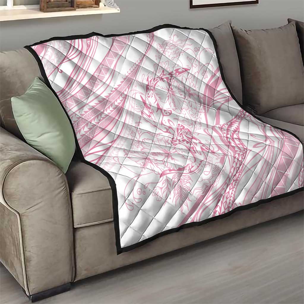 Sharks Couple Dreamy Polynesians Floral Sea Quilt Pink LT7 - Polynesian Pride