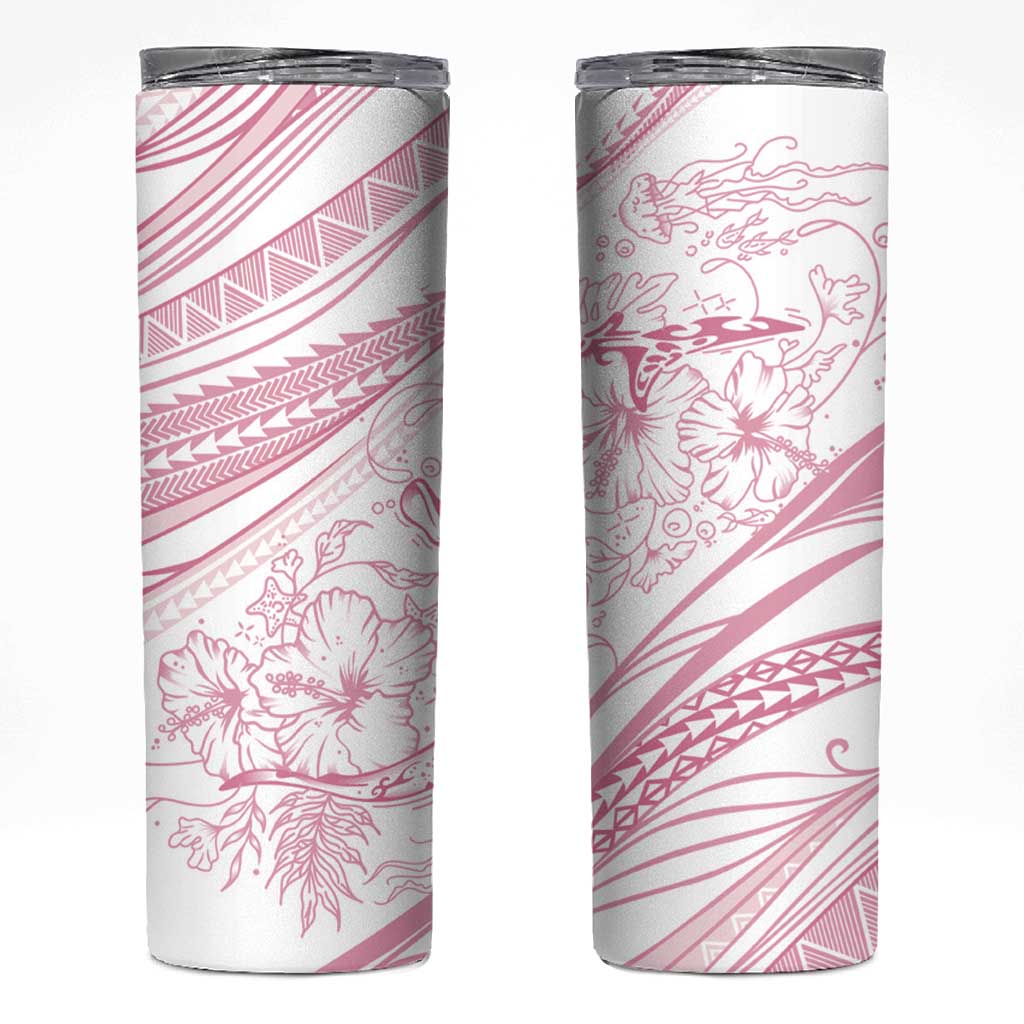 Sharks Couple Dreamy Polynesians Floral Sea Skinny Tumbler Pink LT7 Pink - Polynesian Pride