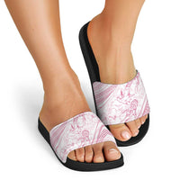 Sharks Couple Dreamy Polynesians Floral Sea Slide Sandals Pink - Polynesian Pride