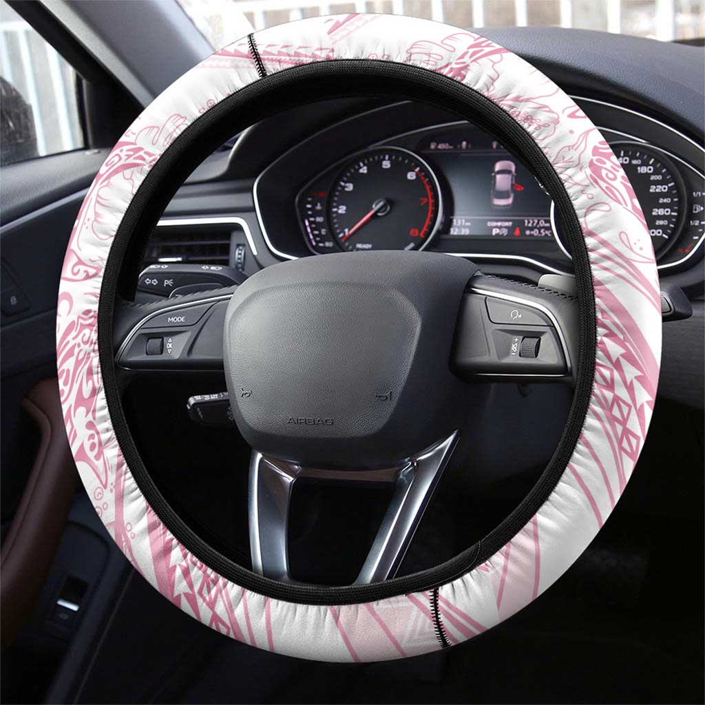 Sharks Couple Dreamy Polynesians Floral Sea Steering Wheel Cover Pink LT7 - Polynesian Pride