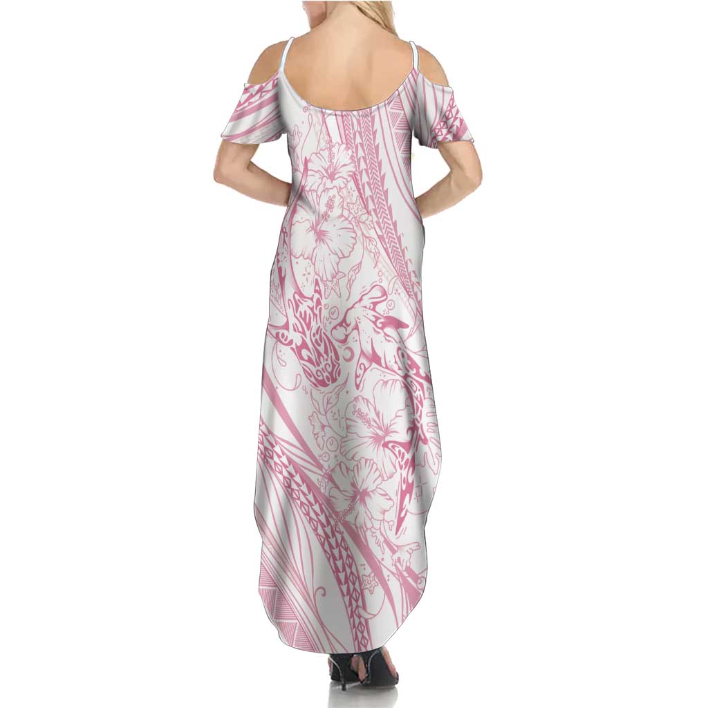 Sharks Couple Dreamy Polynesians Floral Sea Summer Maxi Dress Pink LT7 - Polynesian Pride