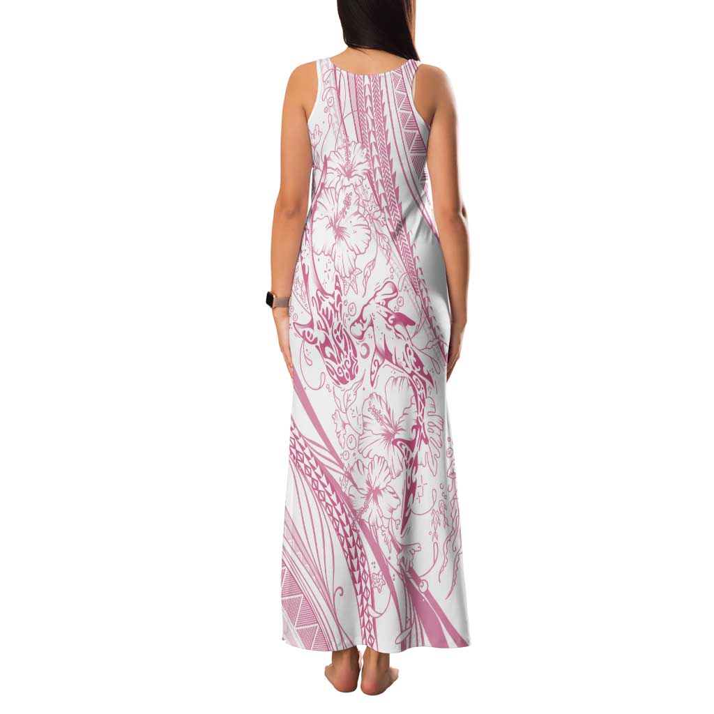 Sharks Couple Dreamy Polynesians Floral Sea Tank Maxi Dress Pink LT7 - Polynesian Pride