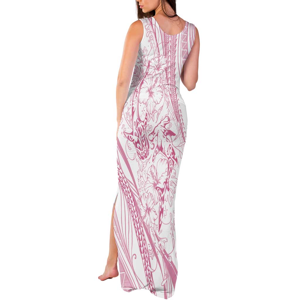 Sharks Couple Dreamy Polynesians Floral Sea Tank Maxi Dress Pink LT7 - Polynesian Pride