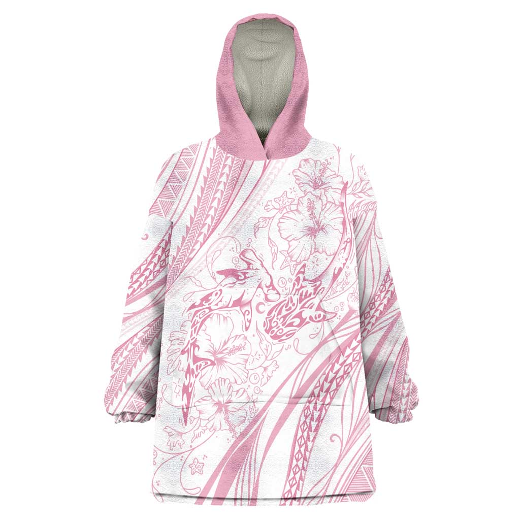 Sharks Couple Dreamy Polynesians Floral Sea Wearable Blanket Hoodie Pink - Polynesian Pride