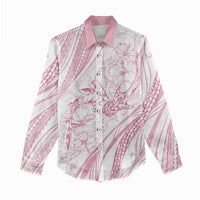 Sharks Couple Dreamy Polynesians Floral Sea Women Casual Shirt Pink LT7 - Polynesian Pride