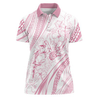 Sharks Couple Dreamy Polynesians Floral Sea Women Polo Shirt Pink - Polynesian Pride