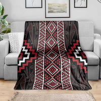 Red Tukutuku Pattern Aotearoa Blanket Niho Taniwha and Puhoro Motifs