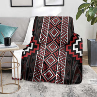Red Tukutuku Pattern Aotearoa Blanket Niho Taniwha and Puhoro Motifs