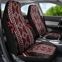 Red Tukutuku Pattern Aotearoa Car Seat Cover Niho Taniwha and Puhoro Motifs