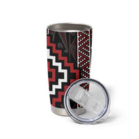 Red Tukutuku Pattern Aotearoa Tumbler Cup Niho Taniwha and Puhoro Motifs