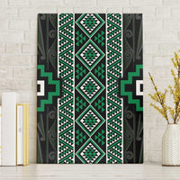 Jade Tukutuku Pattern Aotearoa Canvas Wall Art Niho Taniwha and Puhoro Motifs
