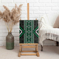 Jade Tukutuku Pattern Aotearoa Canvas Wall Art Niho Taniwha and Puhoro Motifs