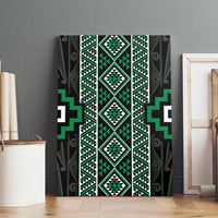 Jade Tukutuku Pattern Aotearoa Canvas Wall Art Niho Taniwha and Puhoro Motifs