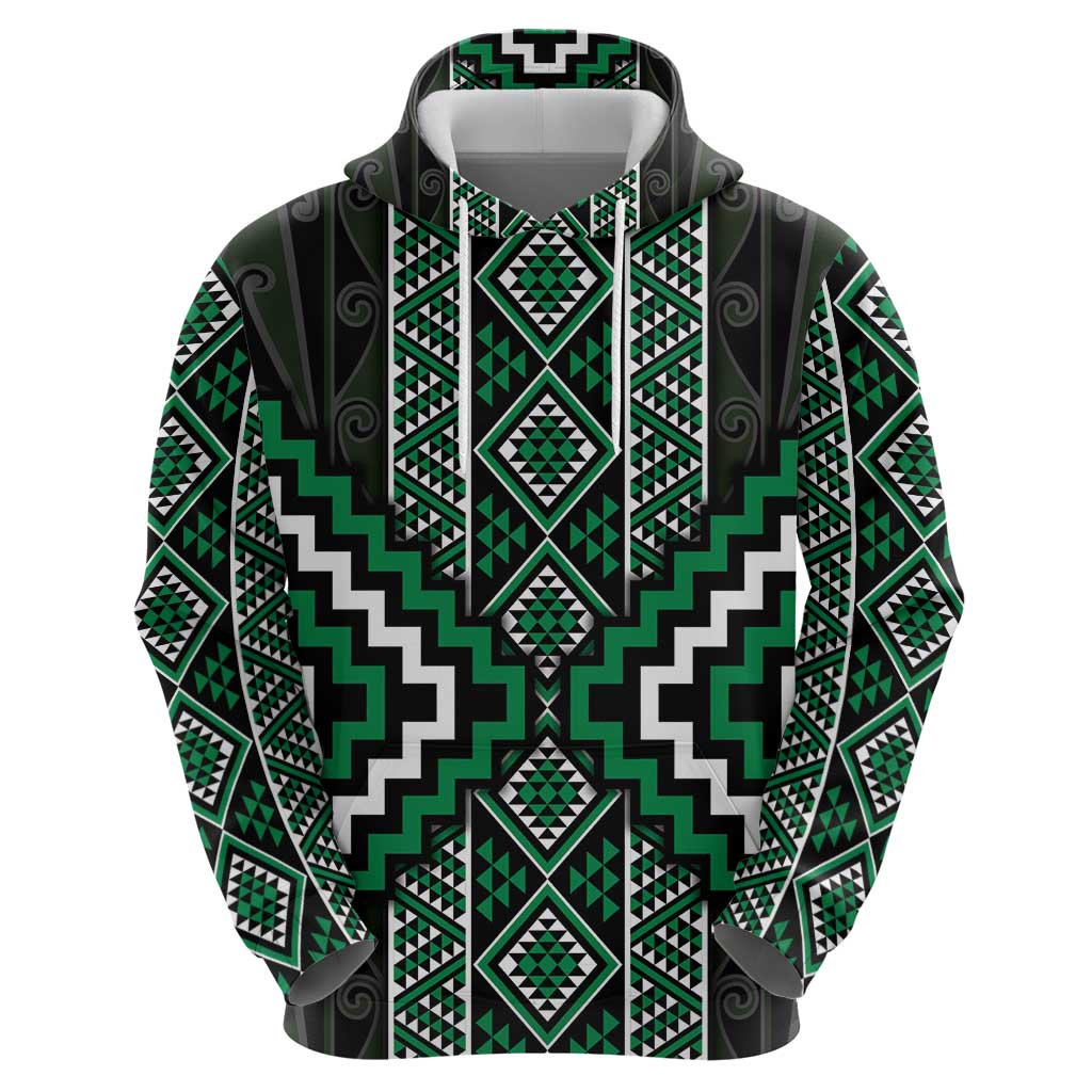 Jade Tukutuku Pattern Aotearoa Hoodie Niho Taniwha and Puhoro Motifs