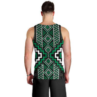 Jade Tukutuku Pattern Aotearoa Men Tank Top Niho Taniwha and Puhoro Motifs