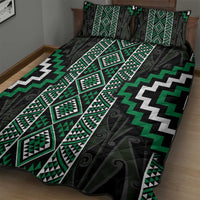 Jade Tukutuku Pattern Aotearoa Quilt Bed Set Niho Taniwha and Puhoro Motifs